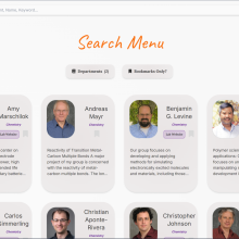 Screenshot of Nexus landing page featuring professor profiles